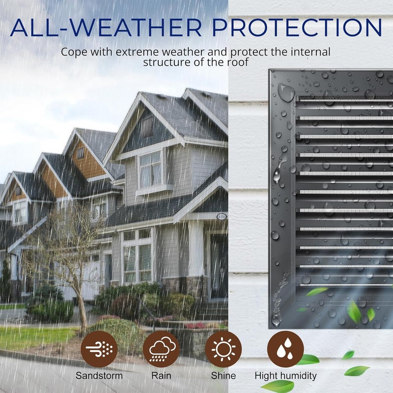 ZMLM 12" X 18" Gable Vent Aluminum Gable Vents for Houses Attic Vent Shed Vents Cover Exterior with Screen Mesh Alloy Wall Vent Ventilation for Home Garage Attic Ceiling - Vent Opening: 10" x 16" Black - Image 3